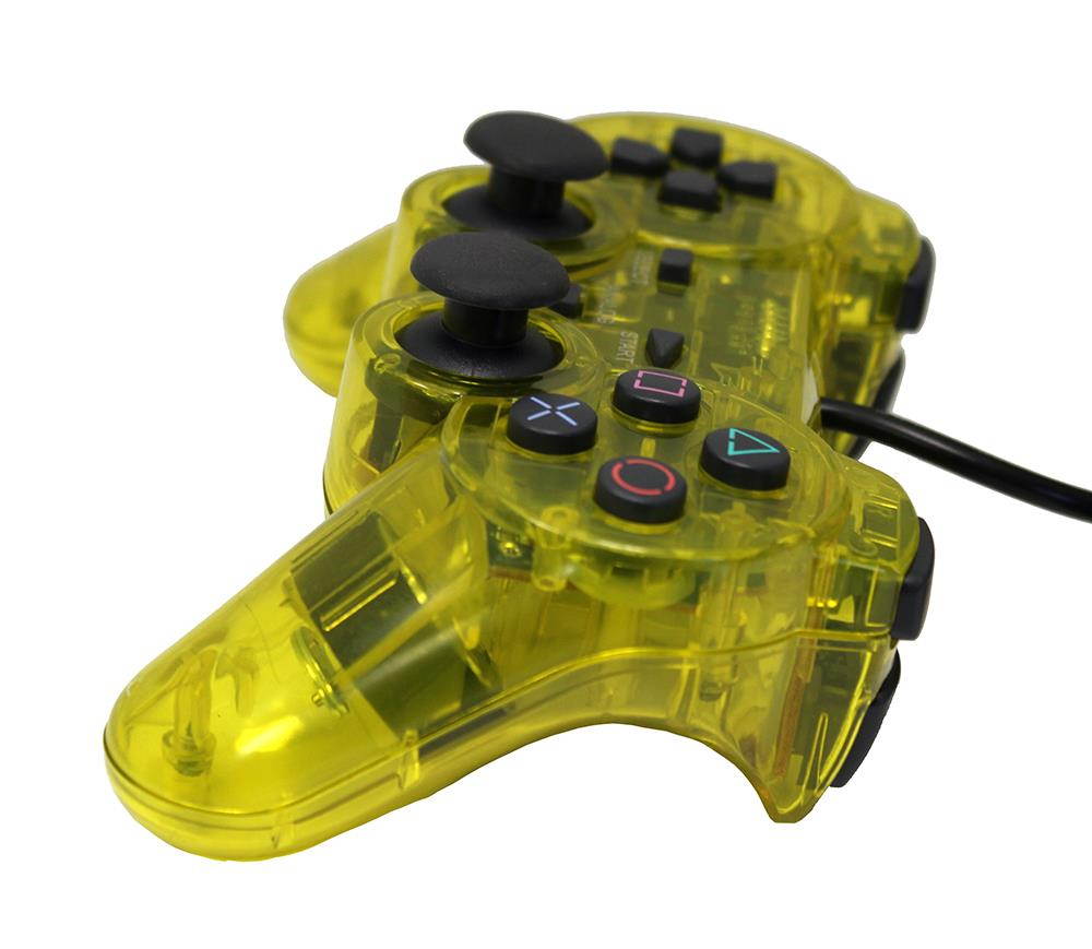 Transparent Yellow Controller for Playstation PS1 PS2 by Mars Devices