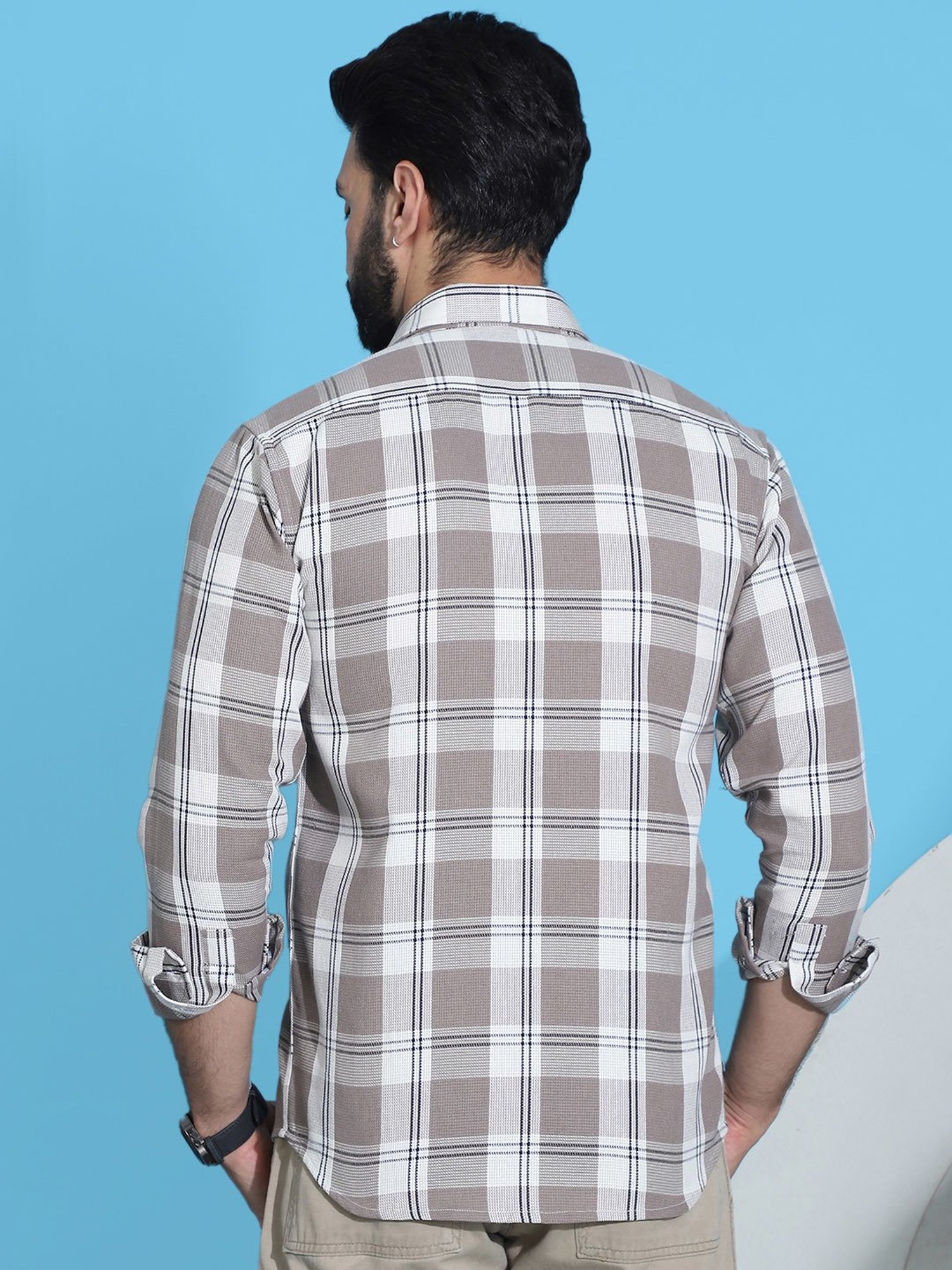 Indian Needle Brown Regular Fit Check Shirt