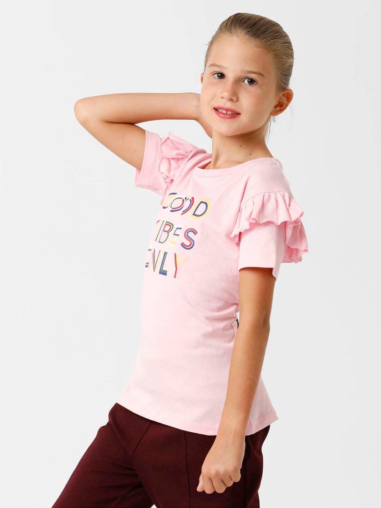 Kate & Oscar Kids Pink Cotton Printed T-Shirt