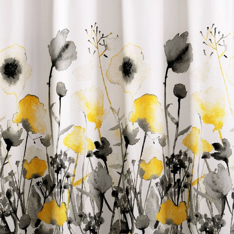 Zuri Flora Shower Curtain Yellow/Gray - Lush Décor
