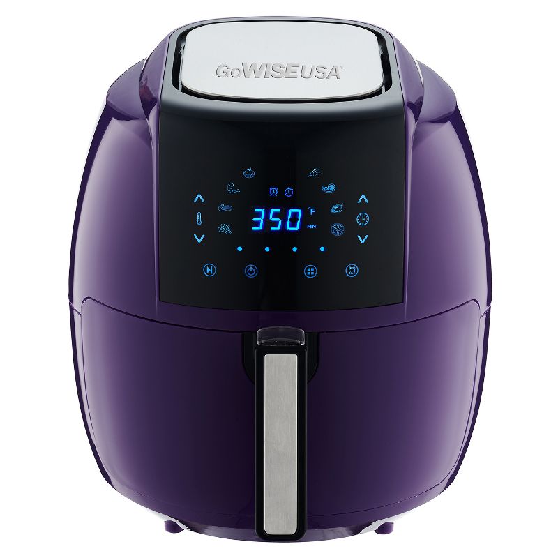 GoWISE USA GW22746 1700 Watt 5.8 Quart 8-in-1 Programmable Digital Air Fryer XL and Recipe Book, Plum
