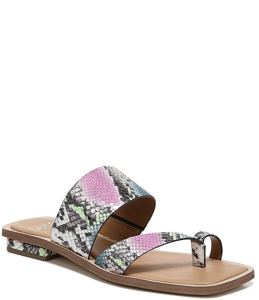 Sarto by Franco Sarto Ediana Snake Print Leather Thong Slide Sandals