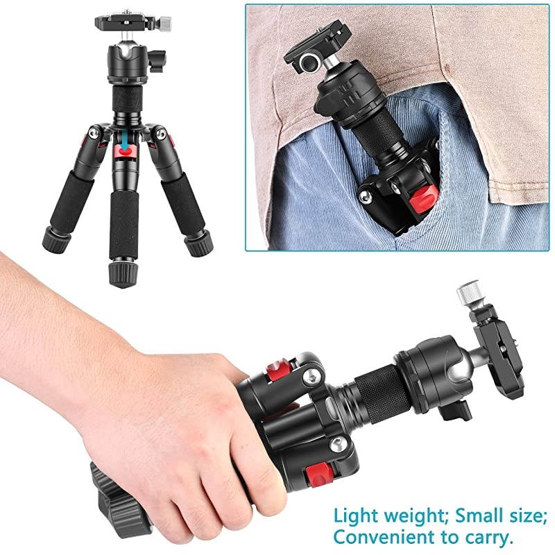 Portable Desktop Mini Tripod - Aluminum Alloy 20 inches/ 50 centimeters with 360 Degree Ball Head, 1/4 inch Quick Shoe Plate for DSLR Camera Video Camcorder, Load up to 11 pounds/5 kilograms