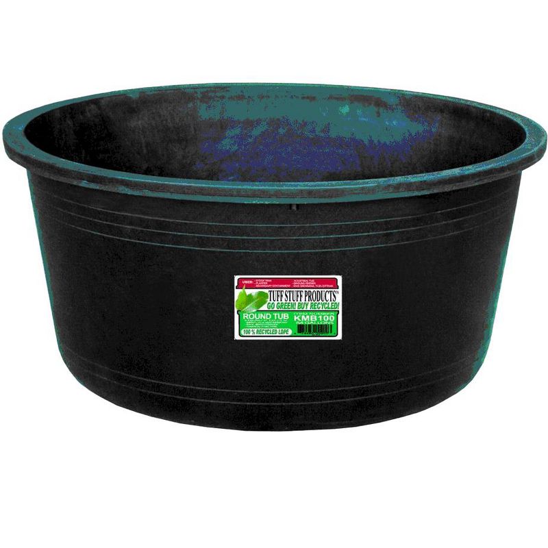 Tuff Stuff TS-KMB100 Heavy Duty 64Gal Round Multipurpose Water Feed Storage Tank Tub Container Made from Eco Friendly 100 Percent Recycled LDPE, Black