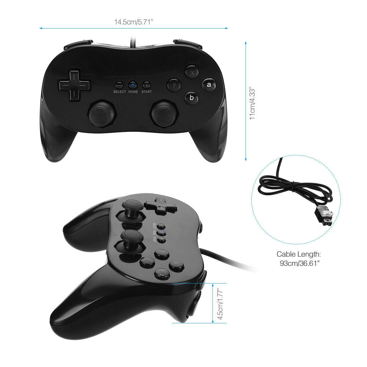 2Pack Pro Classic Gamepad Controller Console Joypad Fit For  Wii Remote
