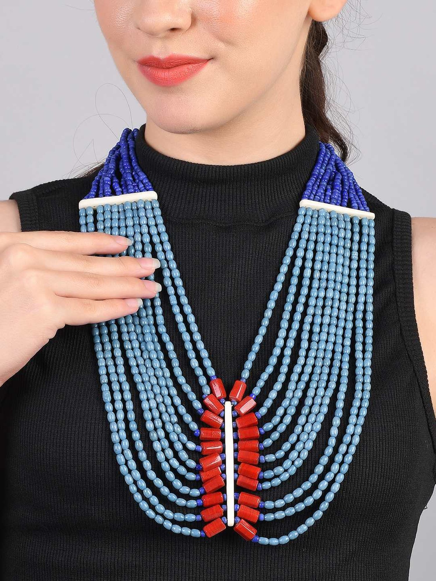 Imli Street Multicolor Vintage Naga Beaded Tribal Necklace