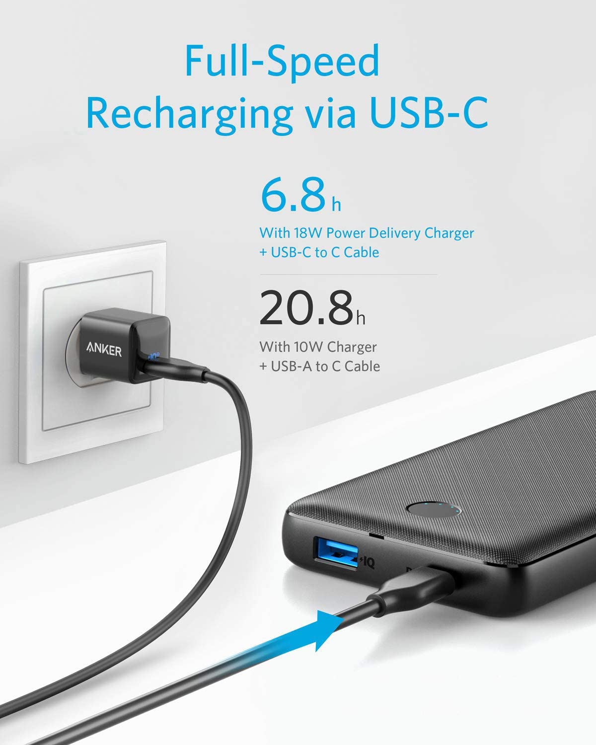 Anker Portable Charger, PowerCore Essential 20000 PD (18W) Power Bank with 18W USB C Charger, High-Capacity 20,000mAh Power Delivery Battery Pack for iPhone 11/11 Pro/11 Pro Max/X/8, Samsung