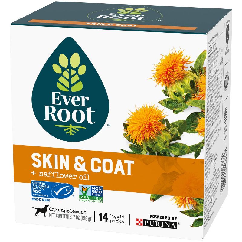 Purina EverRoot Natural, Organic Skin & Coat Dog Supplement Liquid Packs - 14ct