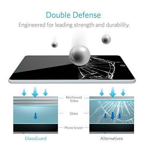 iPad 9.7 in (2017) / iPad Pro 9.7 in / iPad Air 2 / iPad Air Screen Protector, Anker [Double Defense] Premium Tempered-Glass Tablet Screen Protector with Retina Display,Anti-Scratch, Anti-Fingerprint