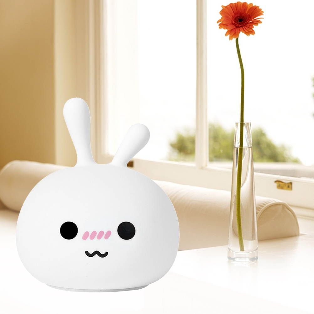 Silicone Kids Night Light Cartoon Bunny Portable Bedside Lamp 3 Modes Rechargeable Table Light