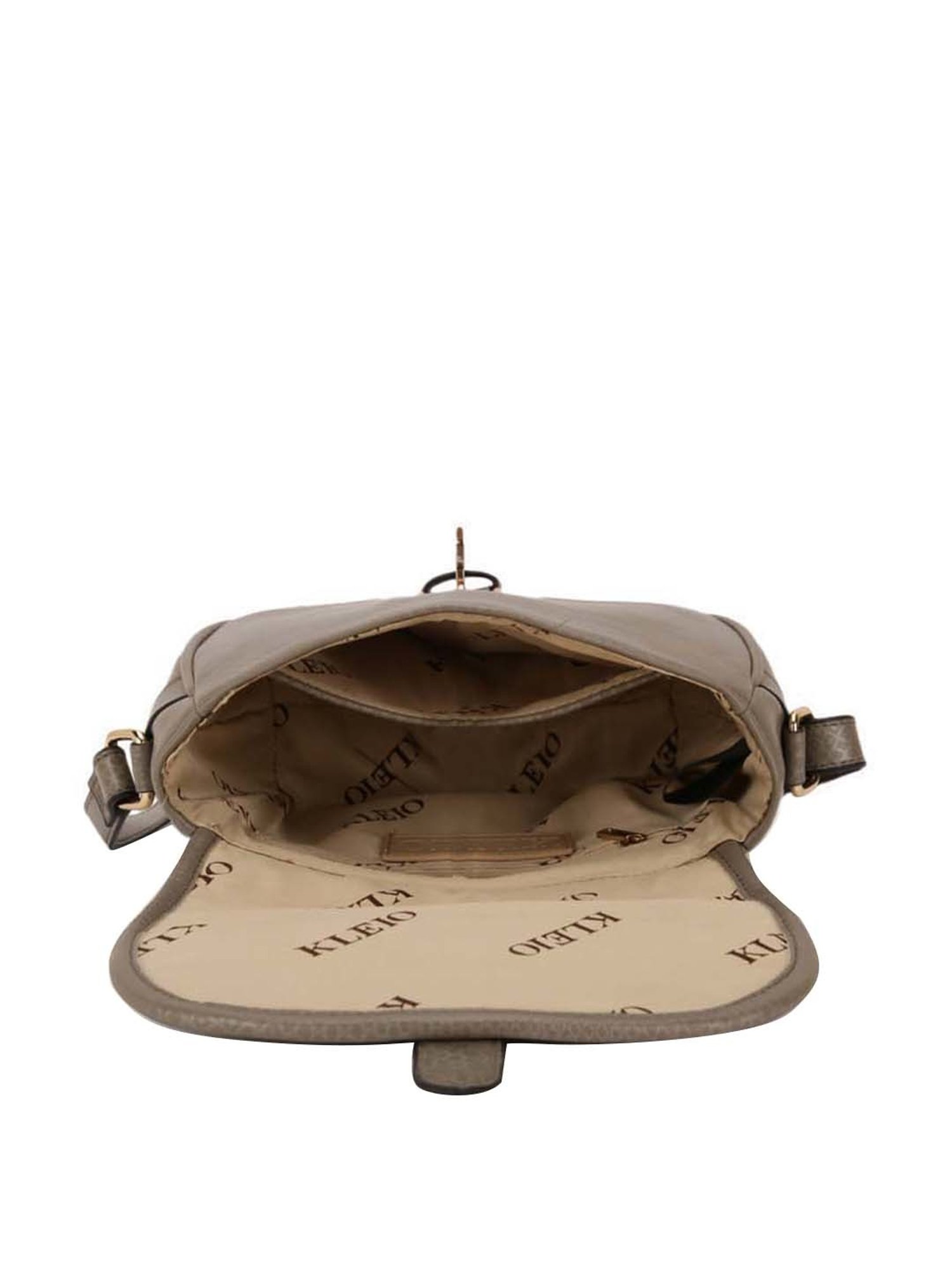 KLEIO Grey Textured Medium Sling Handbag