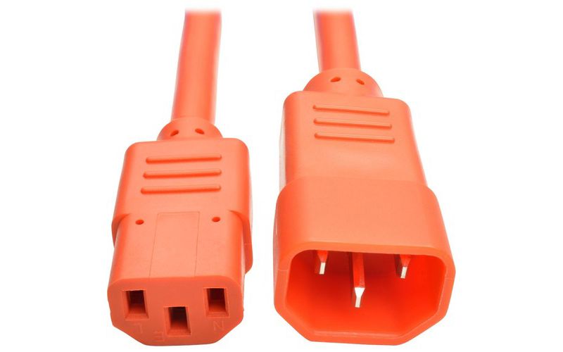 Tripp Lite 3ft Heavy Duty Power Extension Cord 15A 14 AWG C14 C15 Orange 3' - For PDU, UPS - 250 V AC Voltage Rating - 15 A Current Rating - Orange