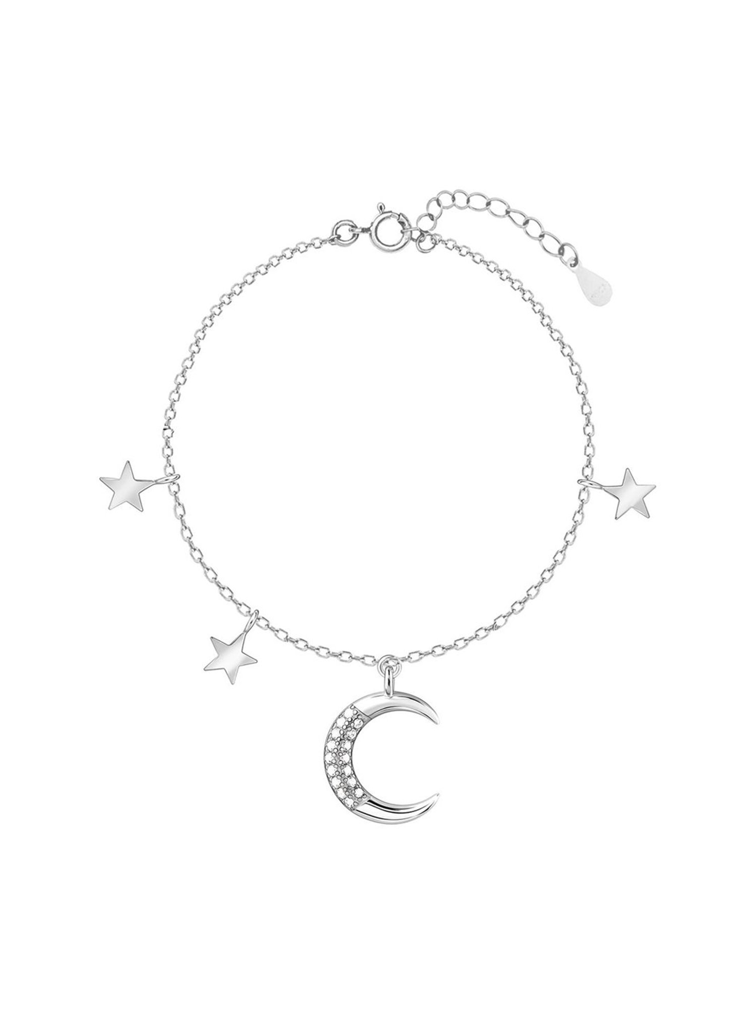 GIVA 92.5 Sterling Silver Moon & Stars Bracelet for Women