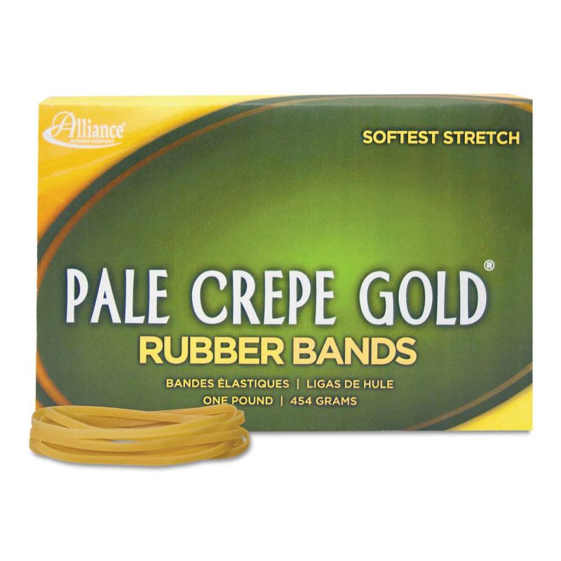 Alliance Pale Crepe Gold Rubber Bands, Size 33, 3-1/2 x 1/8, 1lb Box