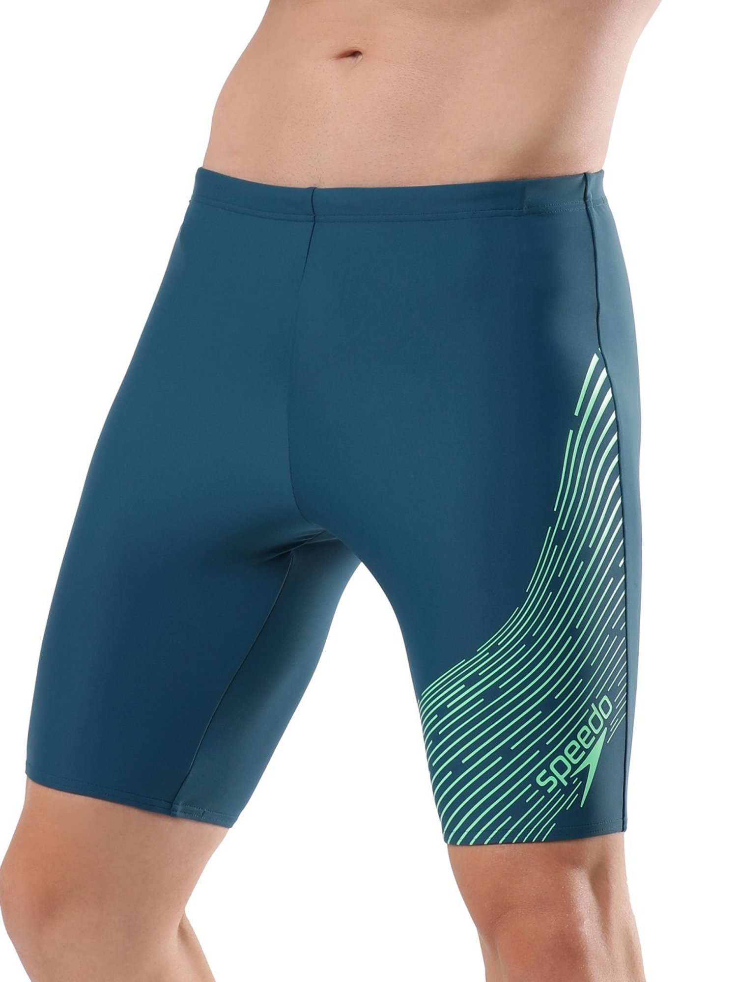 Speedo Dark Teal Regular Fit Printed Sports Shorts