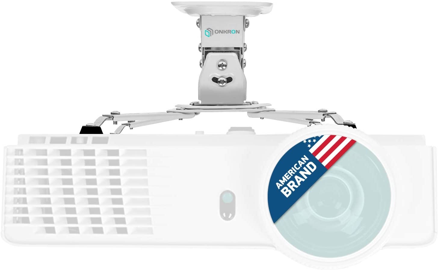ONKRON Universal Ceiling Projector Mount Adjustable Mounting Bracket up to 22 LBS White K2A