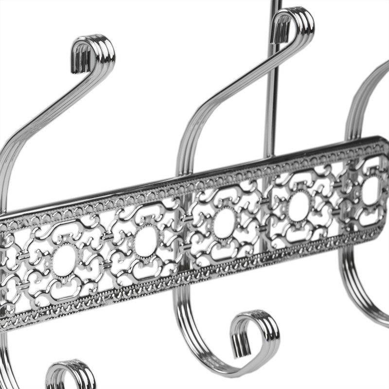 Home Basics 5 Dual Hook Chrome Plated Steel Over the Door Hanging Rack