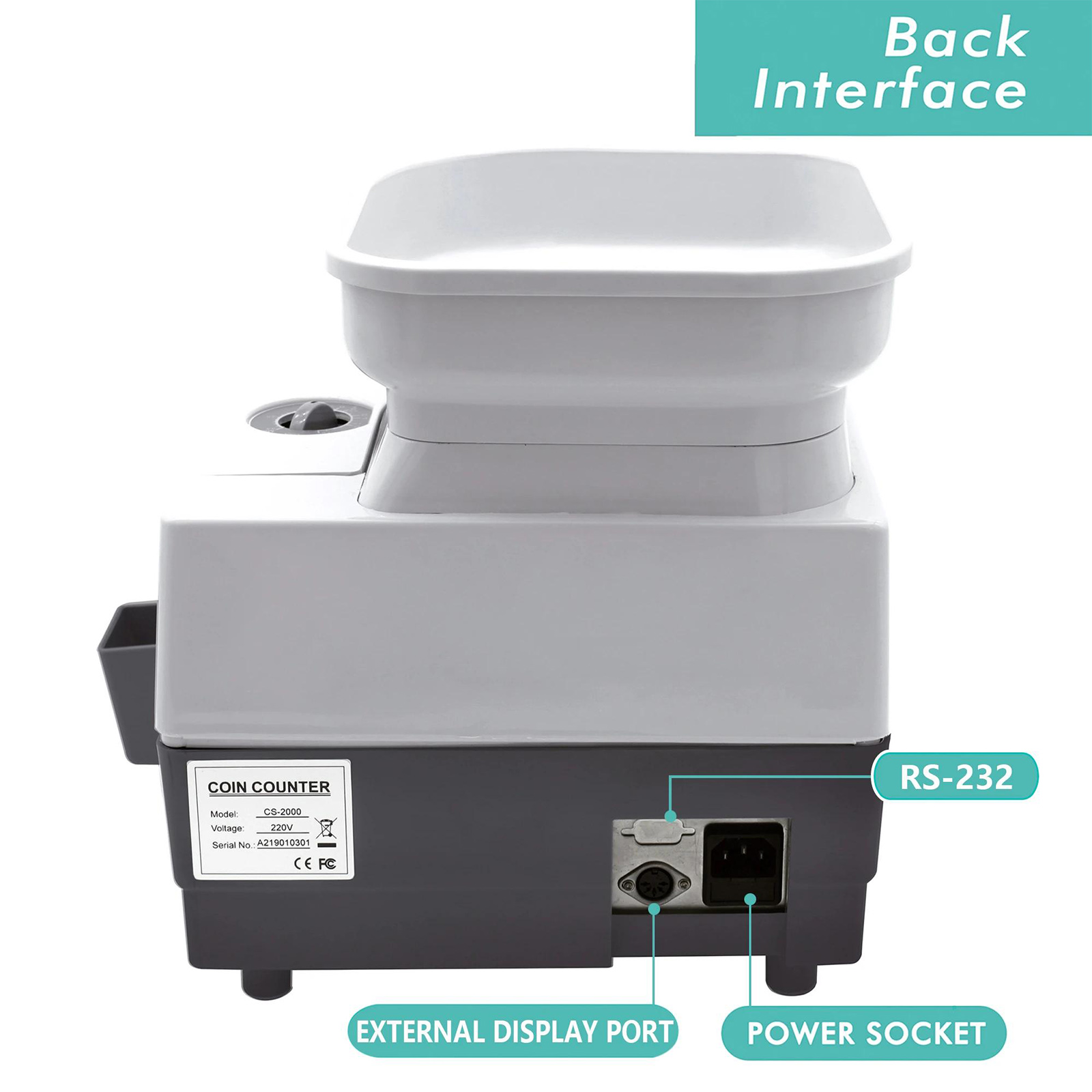 Ribao CS-2000 Heavy Duty Coin Counter and Sorter with Large Hopper Capacity