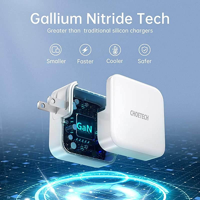 USB C Charger  65W PD 3.0 Fast Charger, GaN Fast Charging USB C Wall Charger 2-Port Portable Charger Adapter for MacBook Pro Air iPad Pro iPhone 11 Pro Max SE Nintendo Galaxy and More