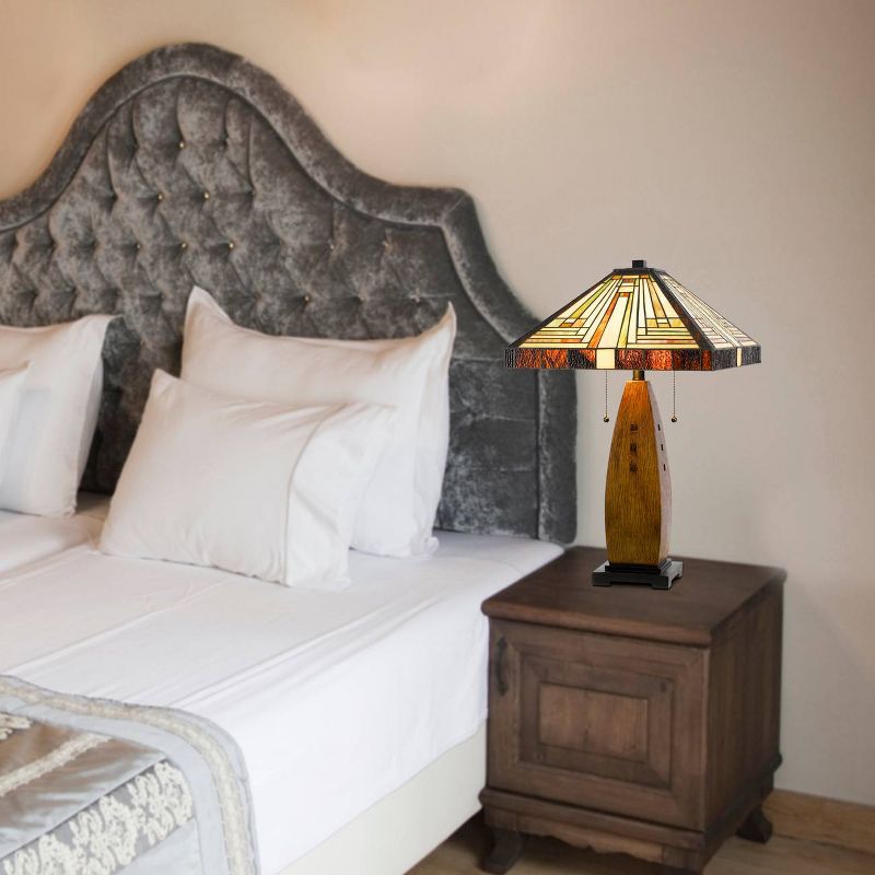 27" Resin Contemporary Mission Table Lamp with Tiffany Glass Shade - Cal Lighting