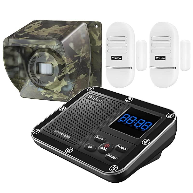 Window Alarm for Home Driveway Alarm Alert Multifunctional 4 Piece Wireless Home Security System Rechargeable BatteryWeatherproofMute ModeClock and Alarm