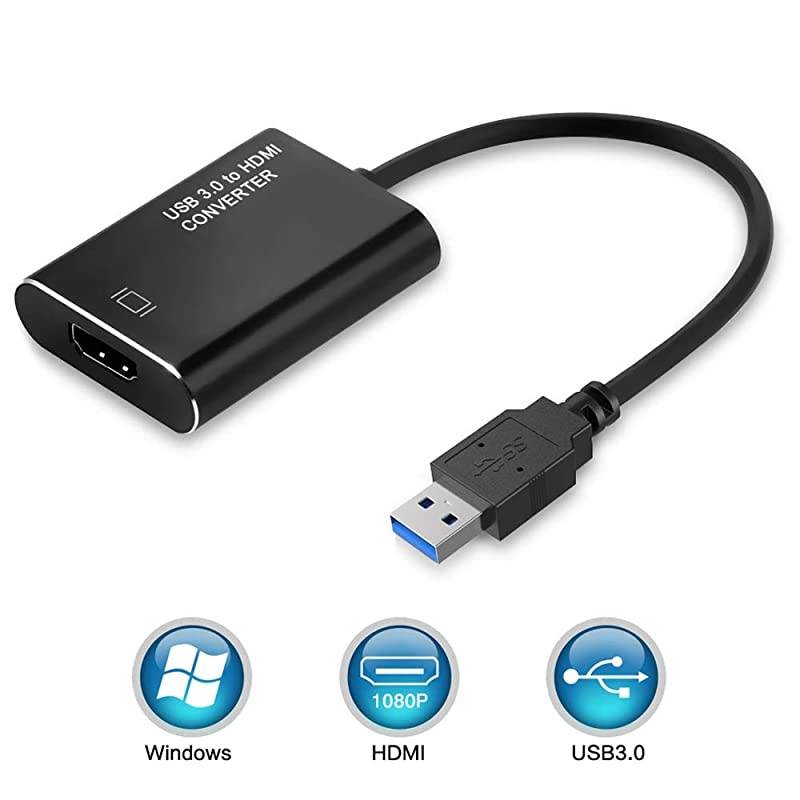 to HDMI Adapter, Full HD 1080P to HDMI Video Adapter with Audio Output for Multiple Monitors, Compatible with Windows XP 7/8/8.1/10 [ Not Support Mac & Vista ]