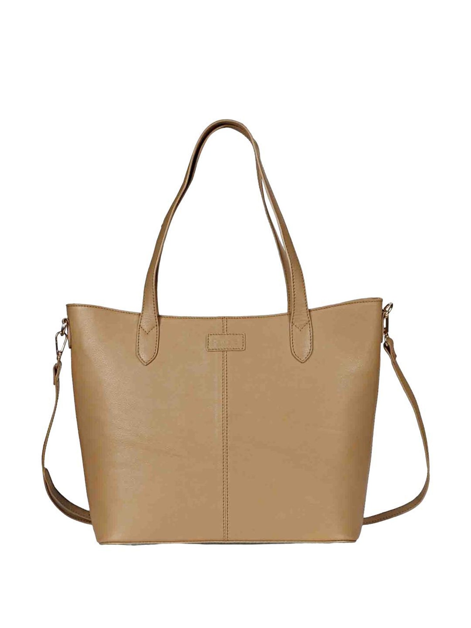 Favore Tan Solid Medium Tote Handbag