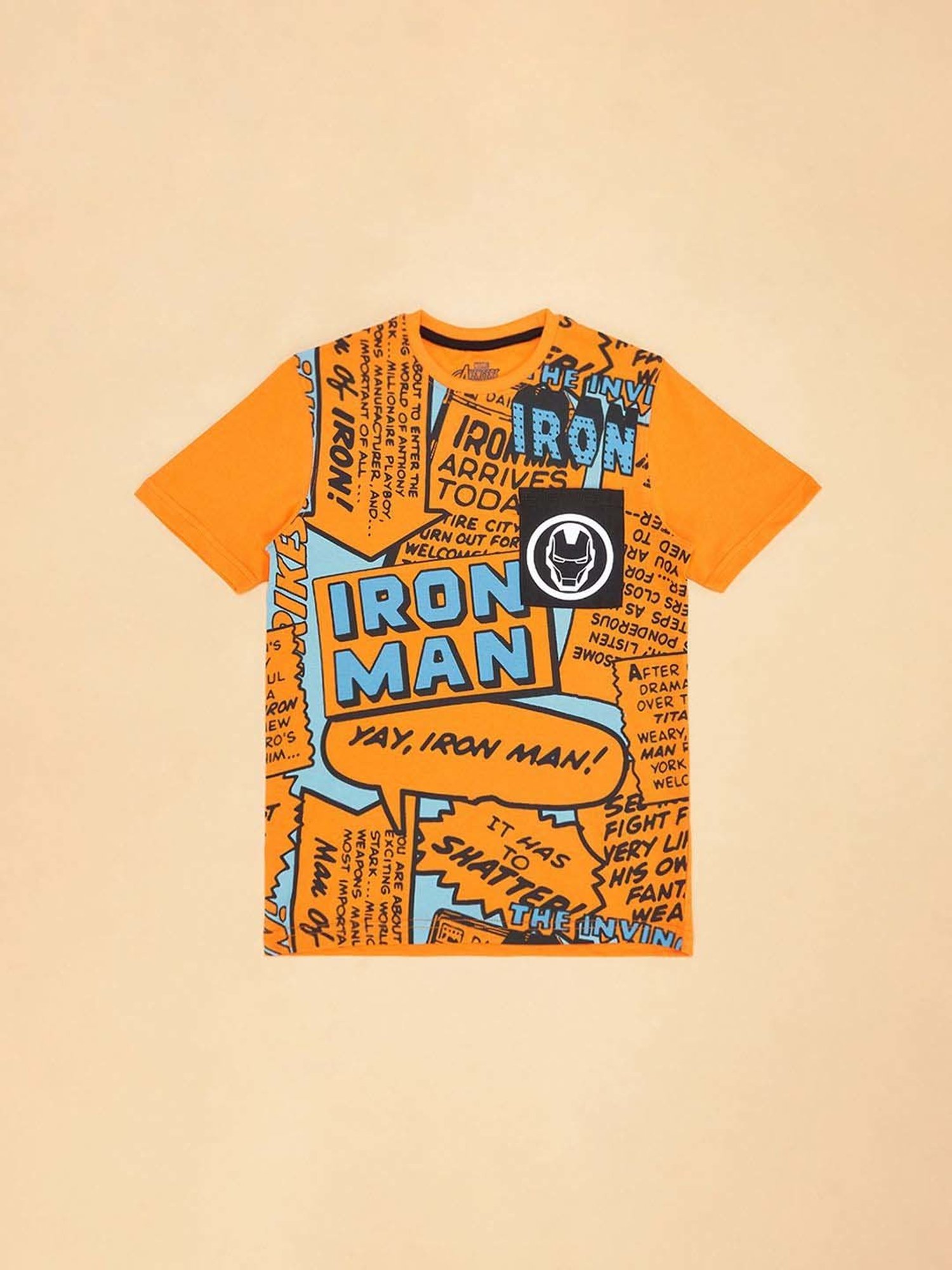 Pantaloons Junior Orange Cotton Printed T-Shirt