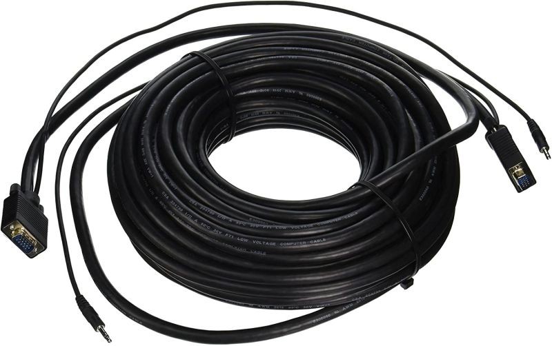 C&E 4 pack, 75 Feet SVGA 3.5mm Male to Male Audio Cable, Double Shielded Black , CNE466984