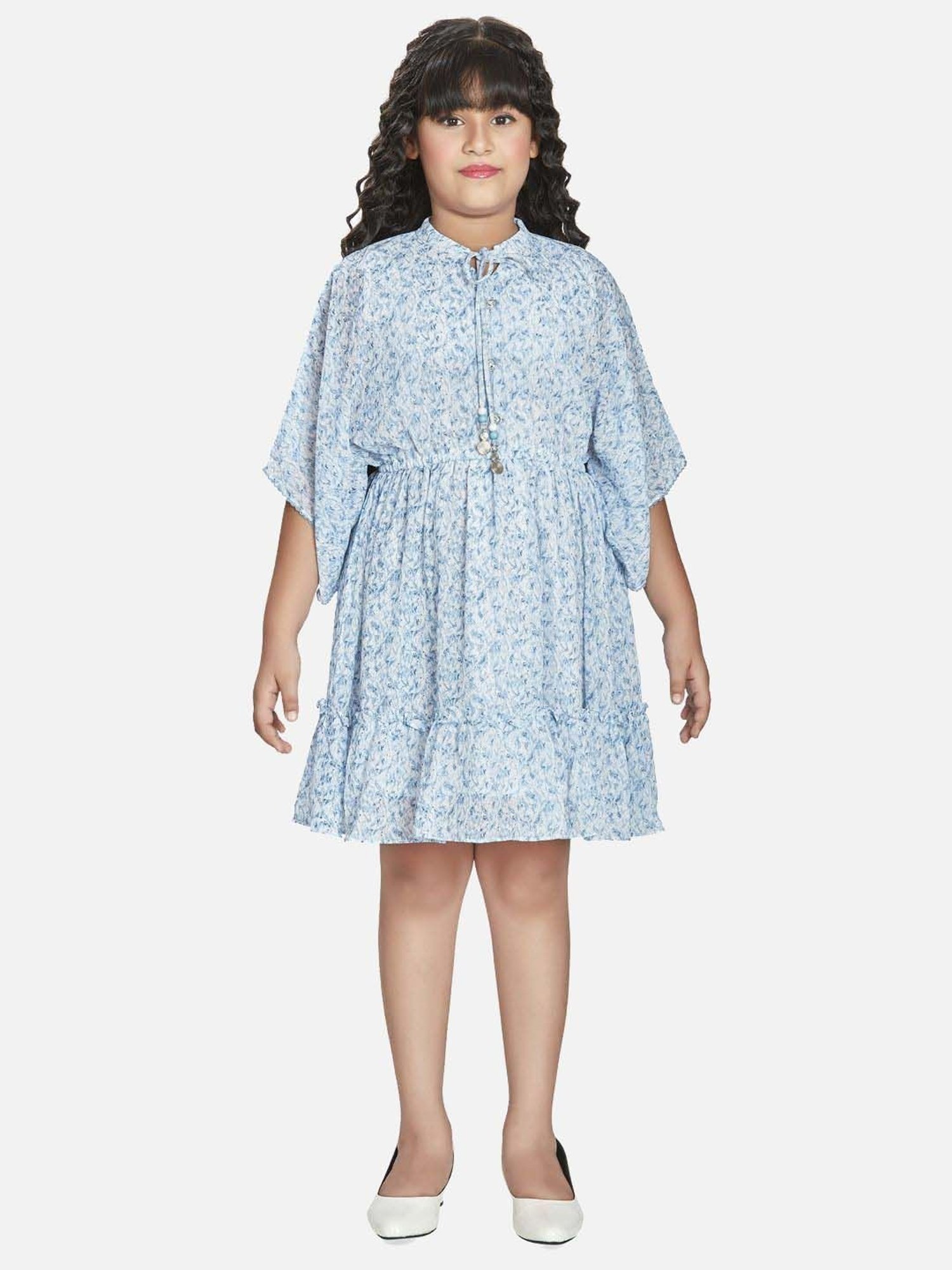 Peppermint Girls Blue Printed Dress