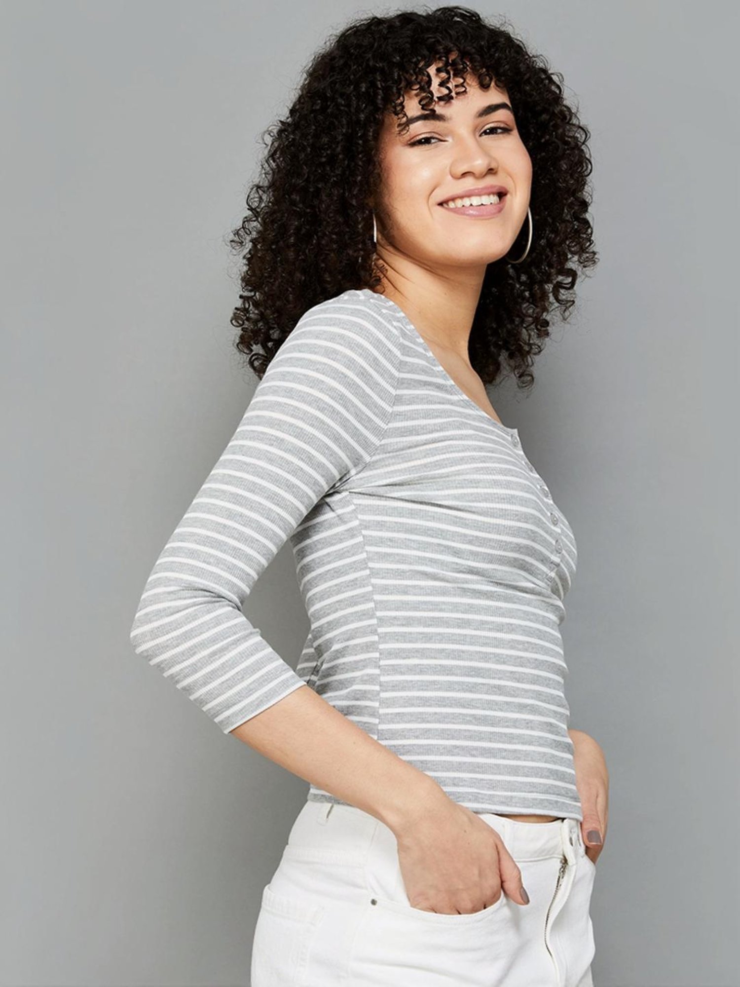 Fame Forever by Lifestyle Grey Striped Top