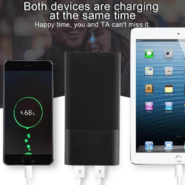 Portable 10000mAh Power Bank Dual USB Battery Pack - Black