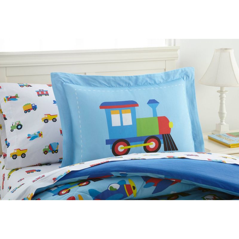 7pc Full Trains with Planes and Trucks Cotton Bed in a Bag - WildKin