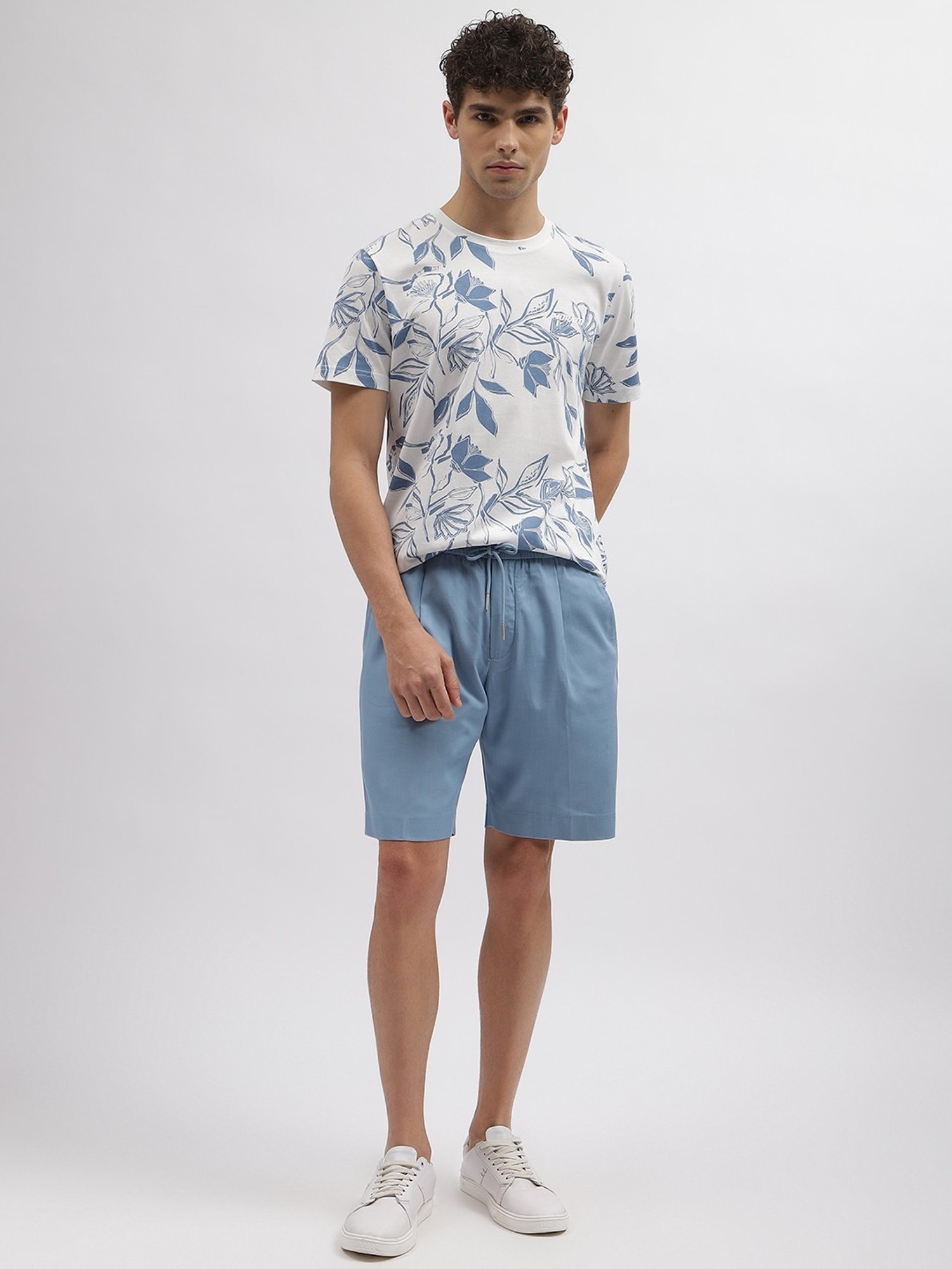 Antony Morato Blue Cotton Regular Fit Printed T-Shirt
