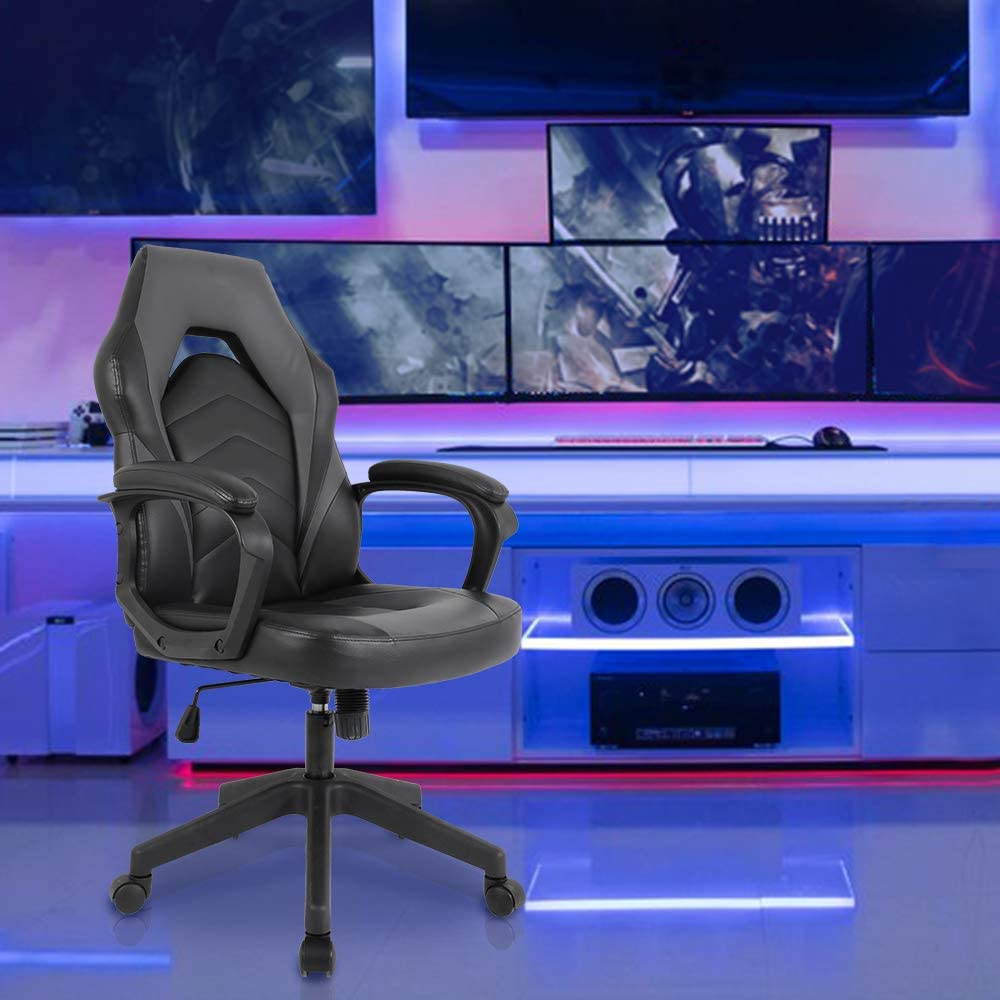 Racing Gaming Chair Executive Bonded Leather Computer Office Chair with Adjustable Height and Padding Armrest