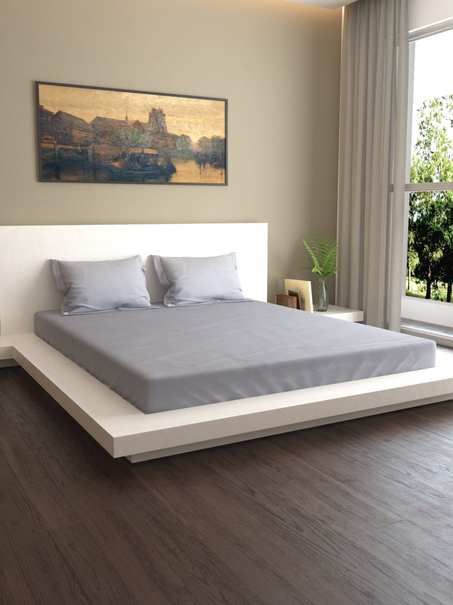 Mark Home Naturelle 400 TC Grey Bed Sheet Set