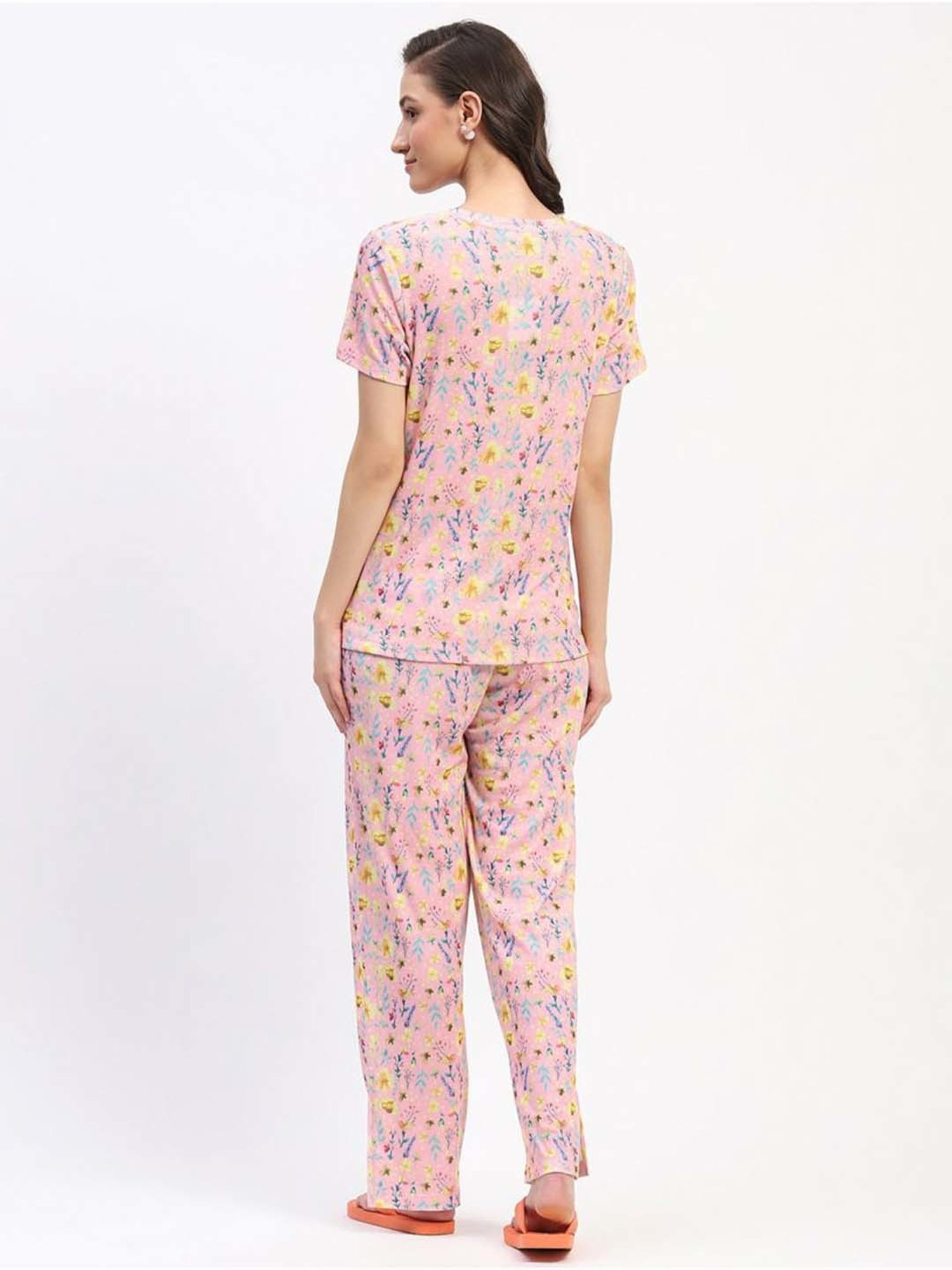 MADAME M Secret Pink Printed T-Shirt Pyjamas Set