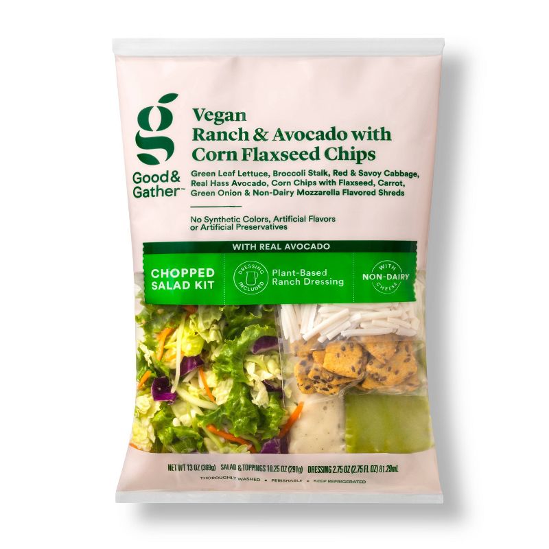 Vegan Ranch & Avocado with Corn Flaxseed Chips Salad Kit - 13oz - Good & Gather™