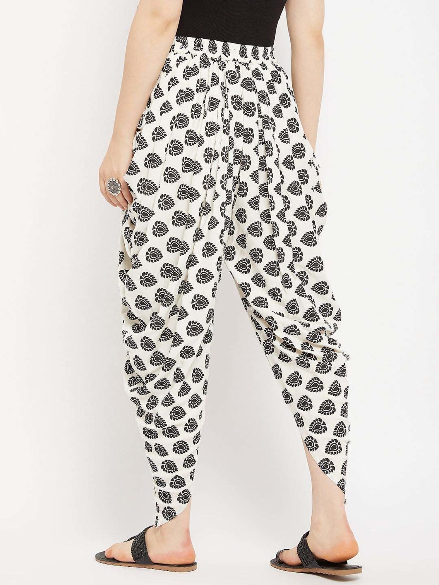 Castle Off-White Printed Dhoti Pants