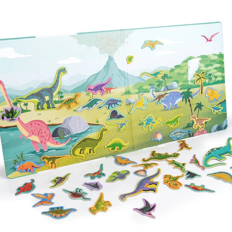 3D Montessori Scene Puzzle Children's Educational Toys Animal Traffic Dinosaur Magnetic Puzzle For Kids Boys Girl Gift 2-5 years
