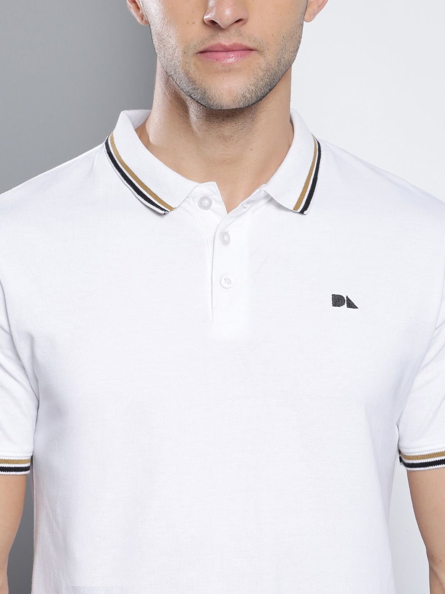 Dennis Lingo White Cotton Slim Fit Polo T-Shirt
