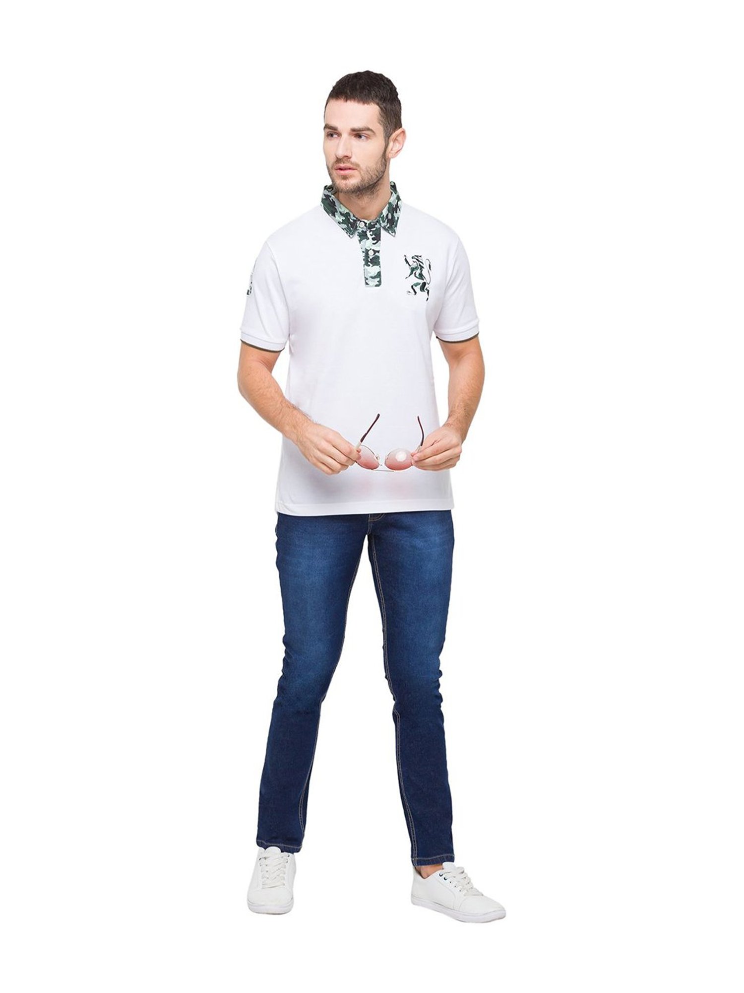Giordano White Slim Fit Polo T-Shirt