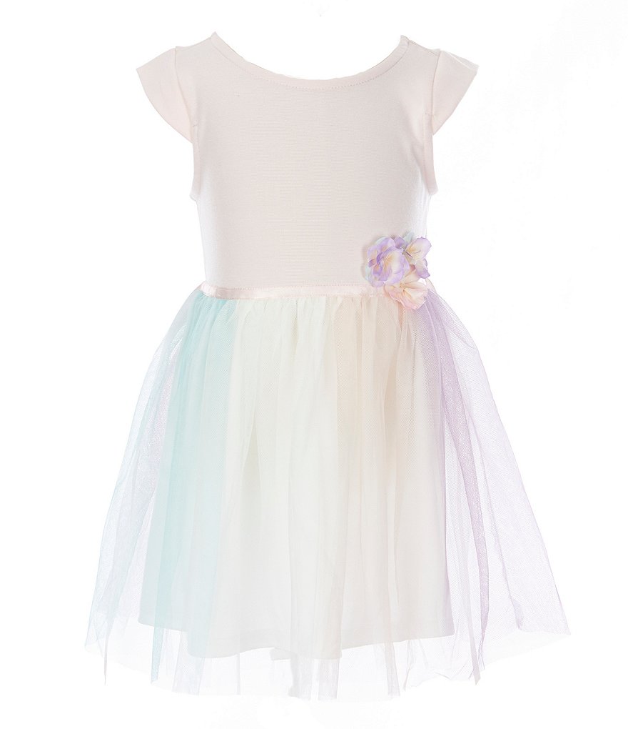 Zunie Toddler Girls 2T-4T Ponte/Ombre Mesh Fit-And-Flare Dress
