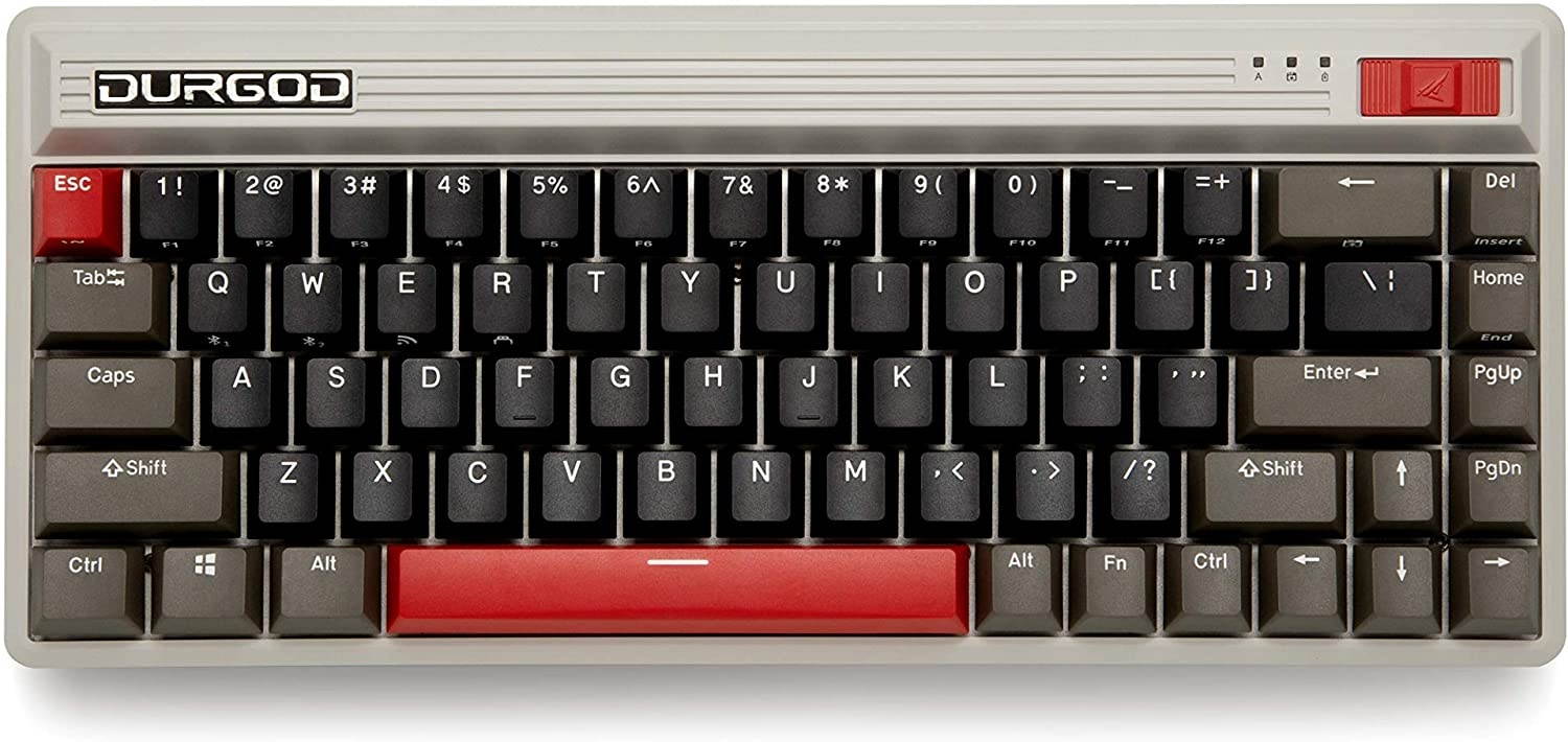 Durgod Fusion Mechanical Keyboard - 65% Layout - Doubleshot PBT Cherry Profile - Wireless 2.4gHz / Bluetooth 5.0 / USB Type C - Up to 40 Days Battery Life (Cherry Black, Steam)