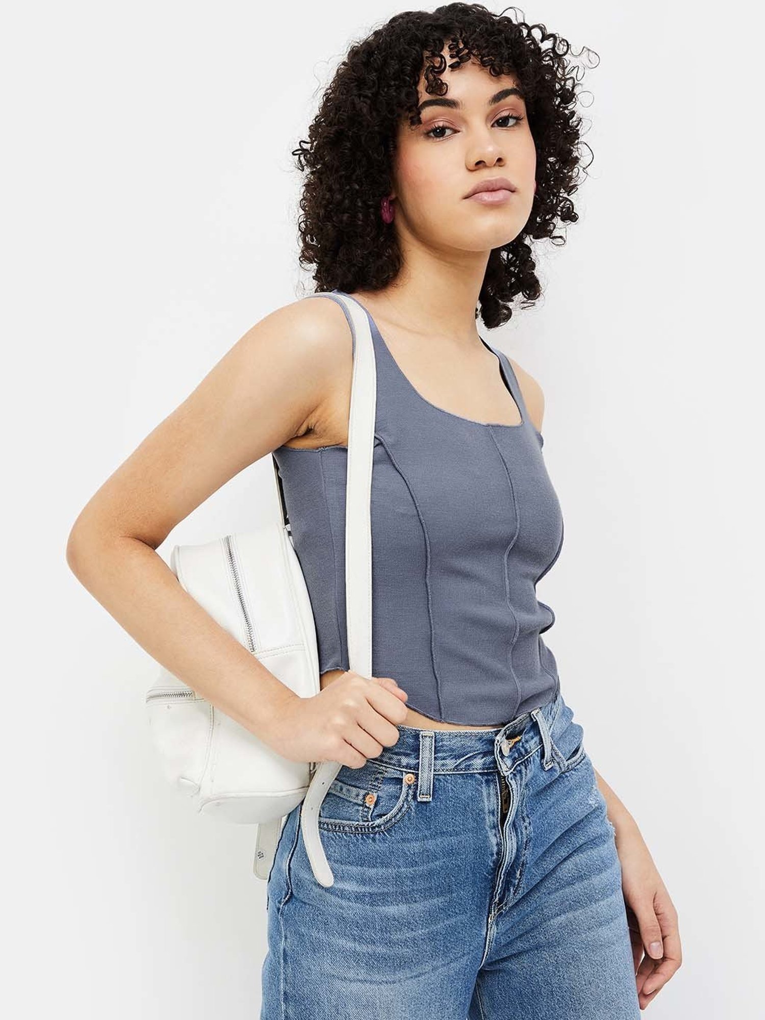Ginger by Lifestyle Grey Regular Fit Crop Top