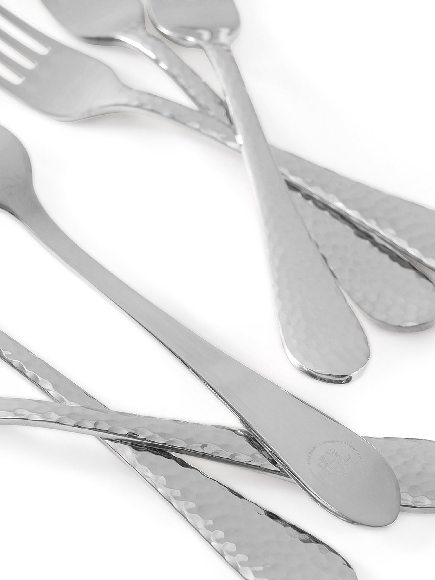 Pure Home and Living Silver Stainless Steel Textured Cutlery sets