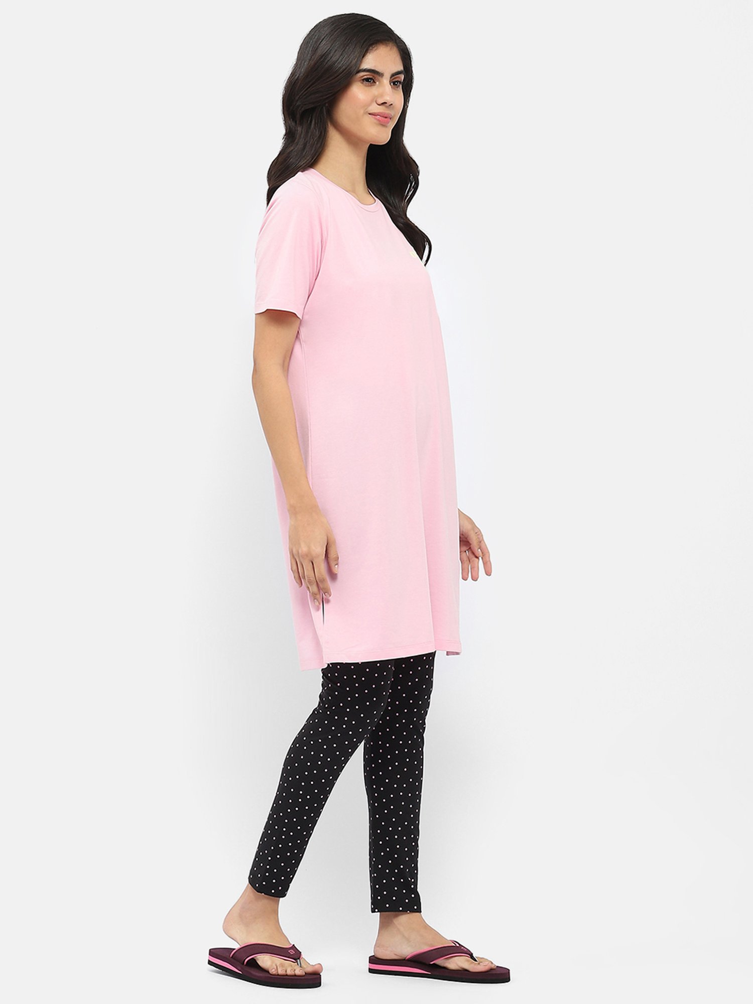 MADAME M Secret Pink & Black Graphic Print T-Shirt With Pyjamas