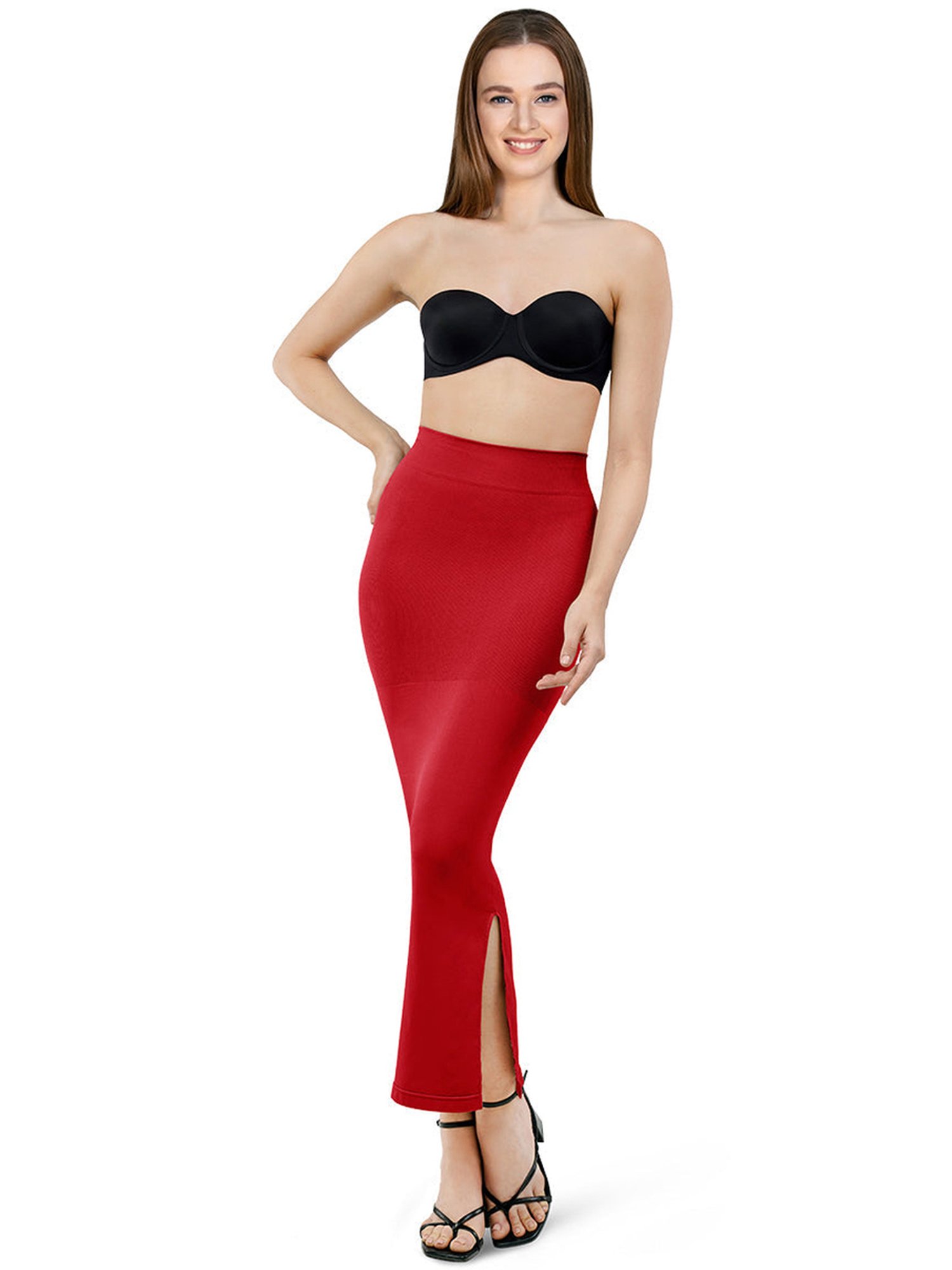Amante Red Plain Saree Shapewear