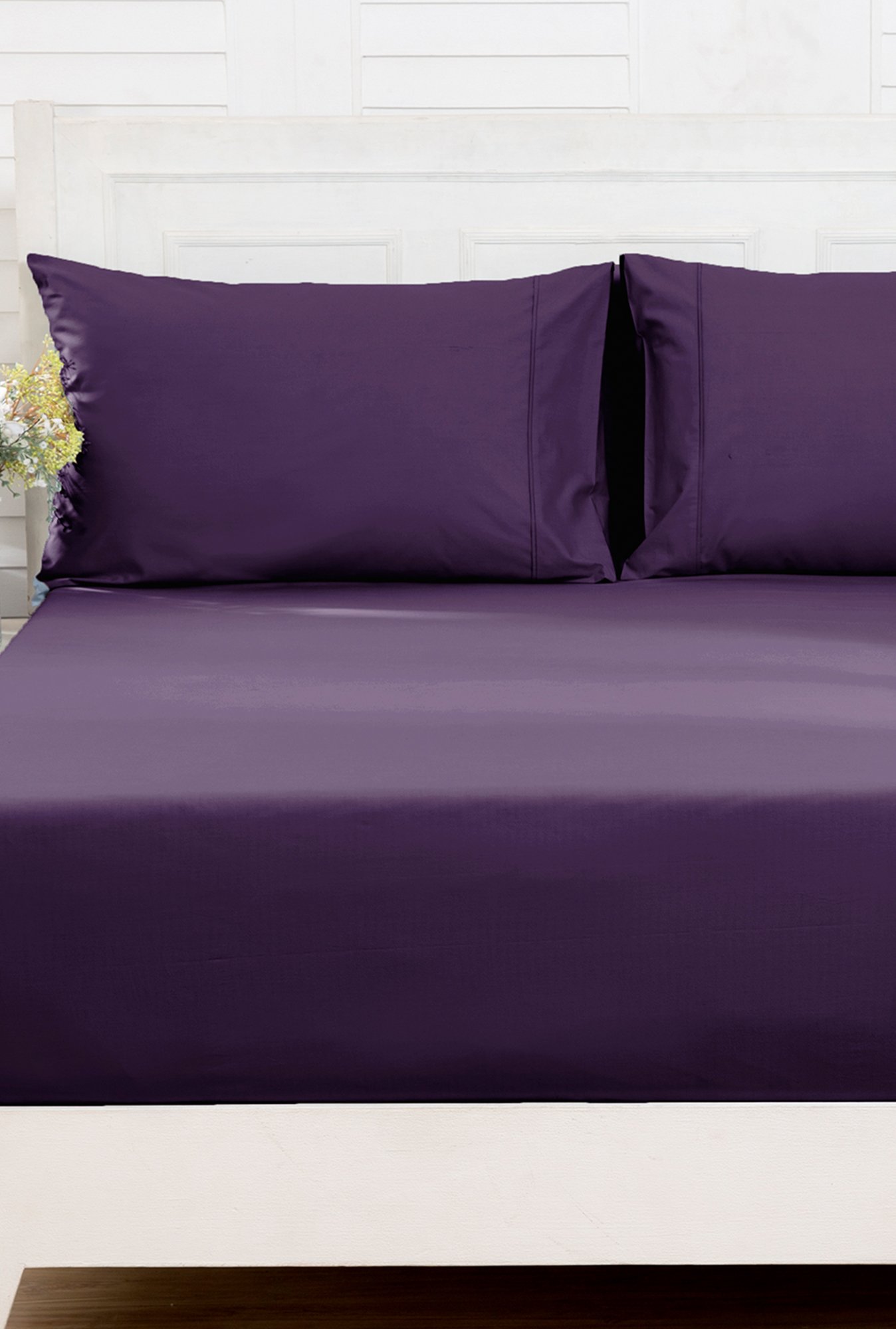 Maspar Purple 100% Cotton 200 TC Bed Sheet Set
