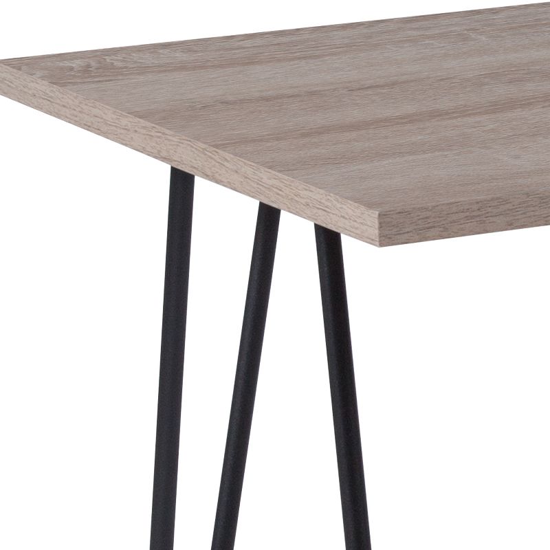 Emma and Oliver Driftwood Wood Grain Finish End Table with Black Metal Legs